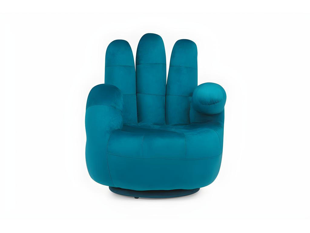 FINGERSESSEL drehbar - Samt - Grünblau - CATCHY - Blau, Textil (78/89/82cm) - Vente-Unique