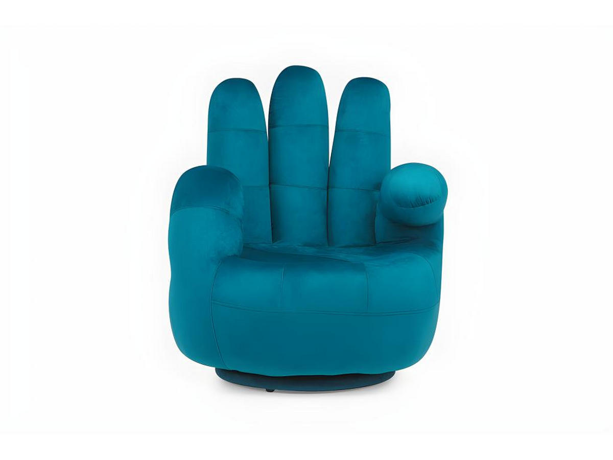 FINGERSESSEL drehbar - Samt - Grünblau - CATCHY - Blau, Textil (78/89/82cm) - Vente-Unique