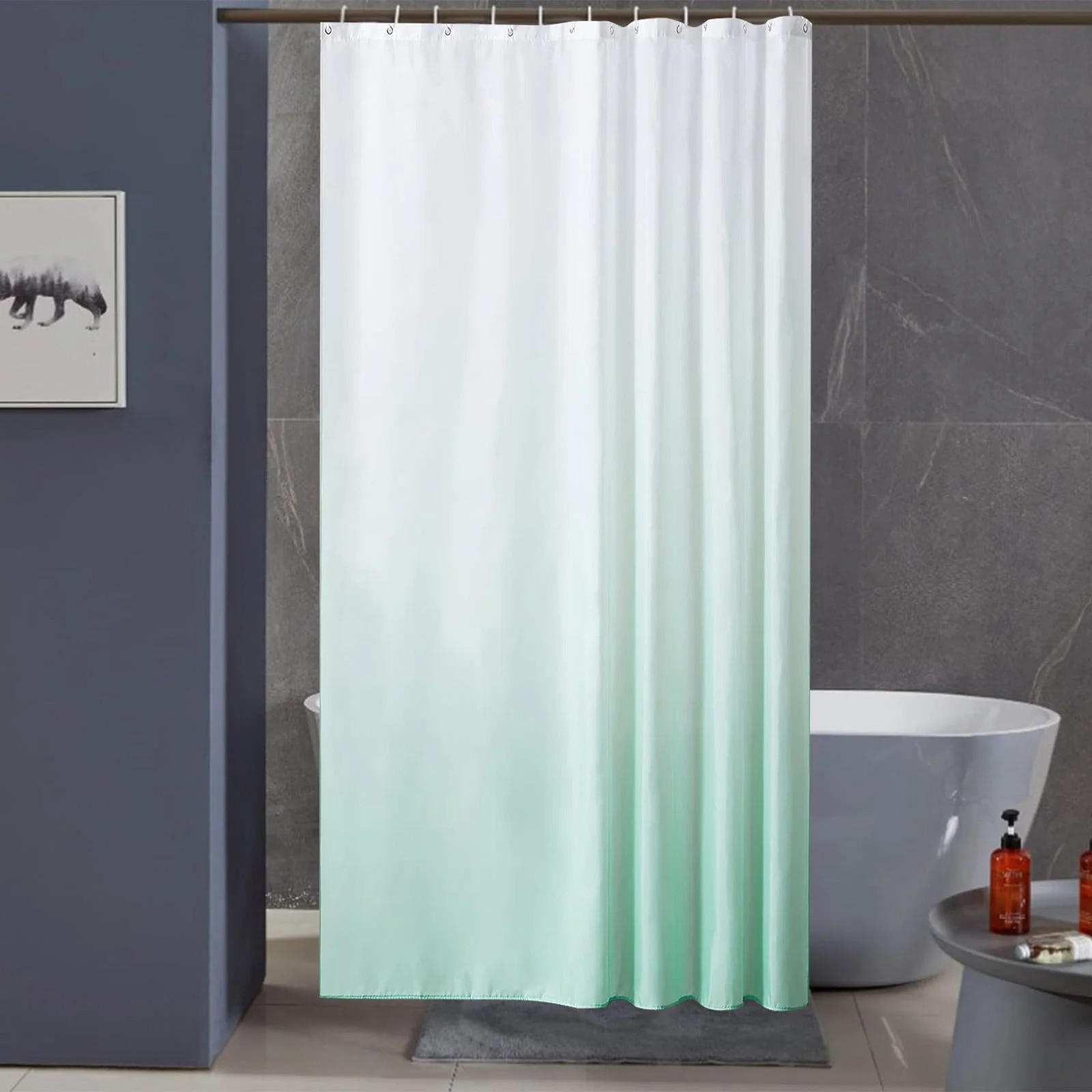 DUSCHVORHANG Hellgrün Polyester 120 x 200 cm wasserdicht schimmelresistent modern schlicht - Grün, Textil (120/200cm) - MCBOSON