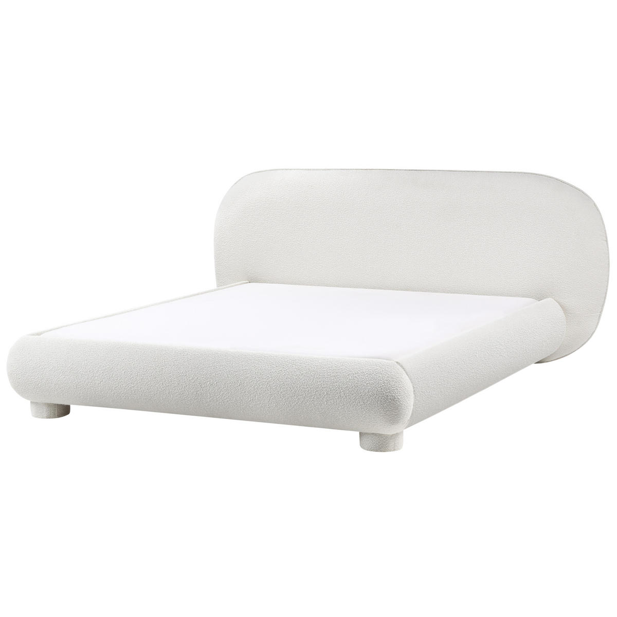 PAT cu somieră 160/200 bouclé alb crem Bayel - crem, material textil (160/200cm) - Beliani