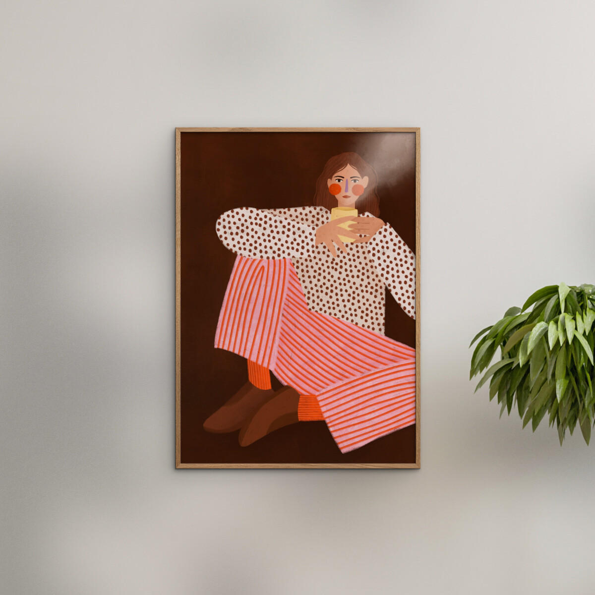 POSTER Bea Muller - Woman With the Cup of Tea - Multicolor, Papier (70/100/0.1cm) - Poster&Frame