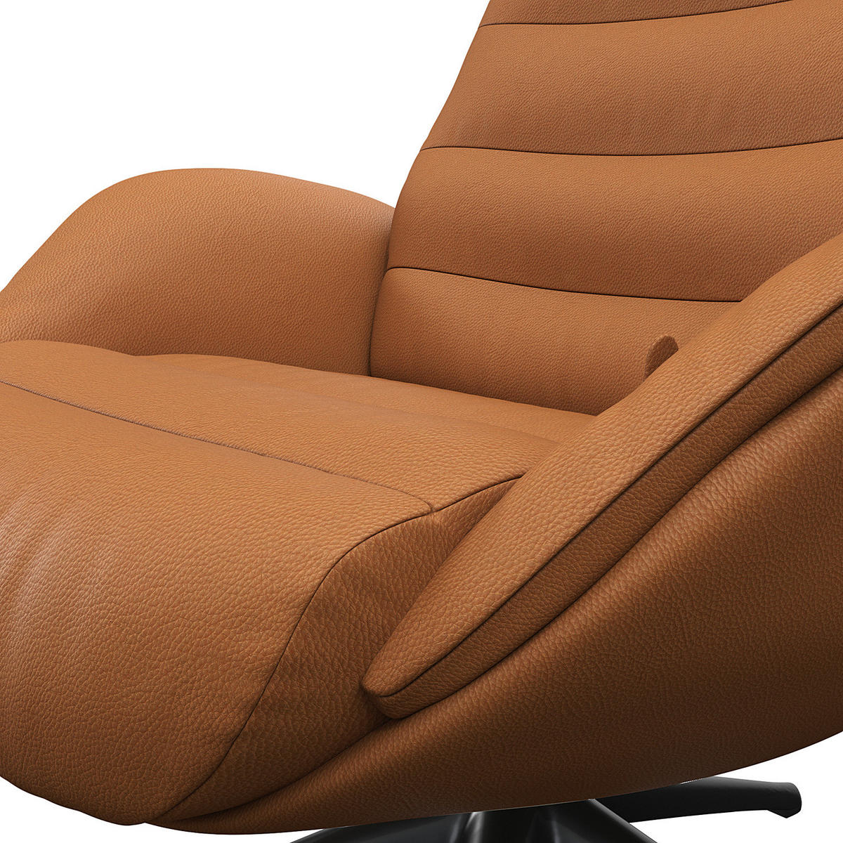 RELAXSESSEL - Cognac/Schwarz, Leder/Metall (90/107/90cm) - home24