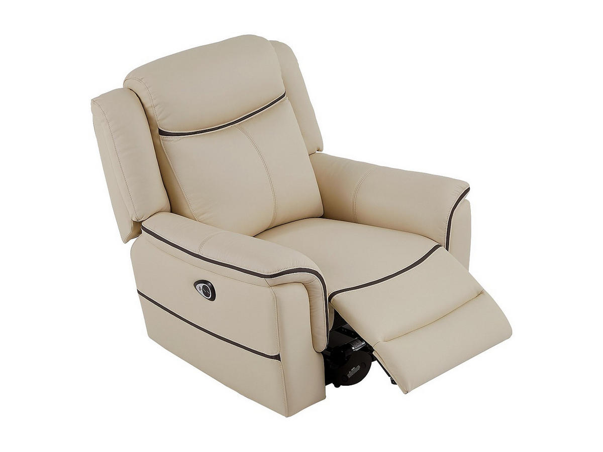 RELAXSESSEL elektrisch - Leder - Beige - ADELIO - Beige, Leder (105/102/95cm) - Vente-Unique