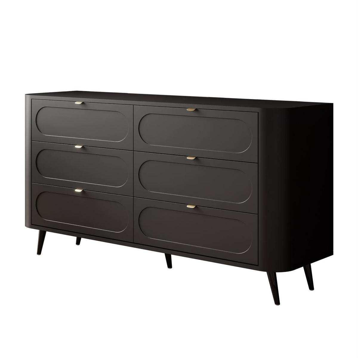 KOMMODE SHADOW II 6S mit Schubladen - Schwarz, Holzwerkstoff (138/73/40cm) - Lookway