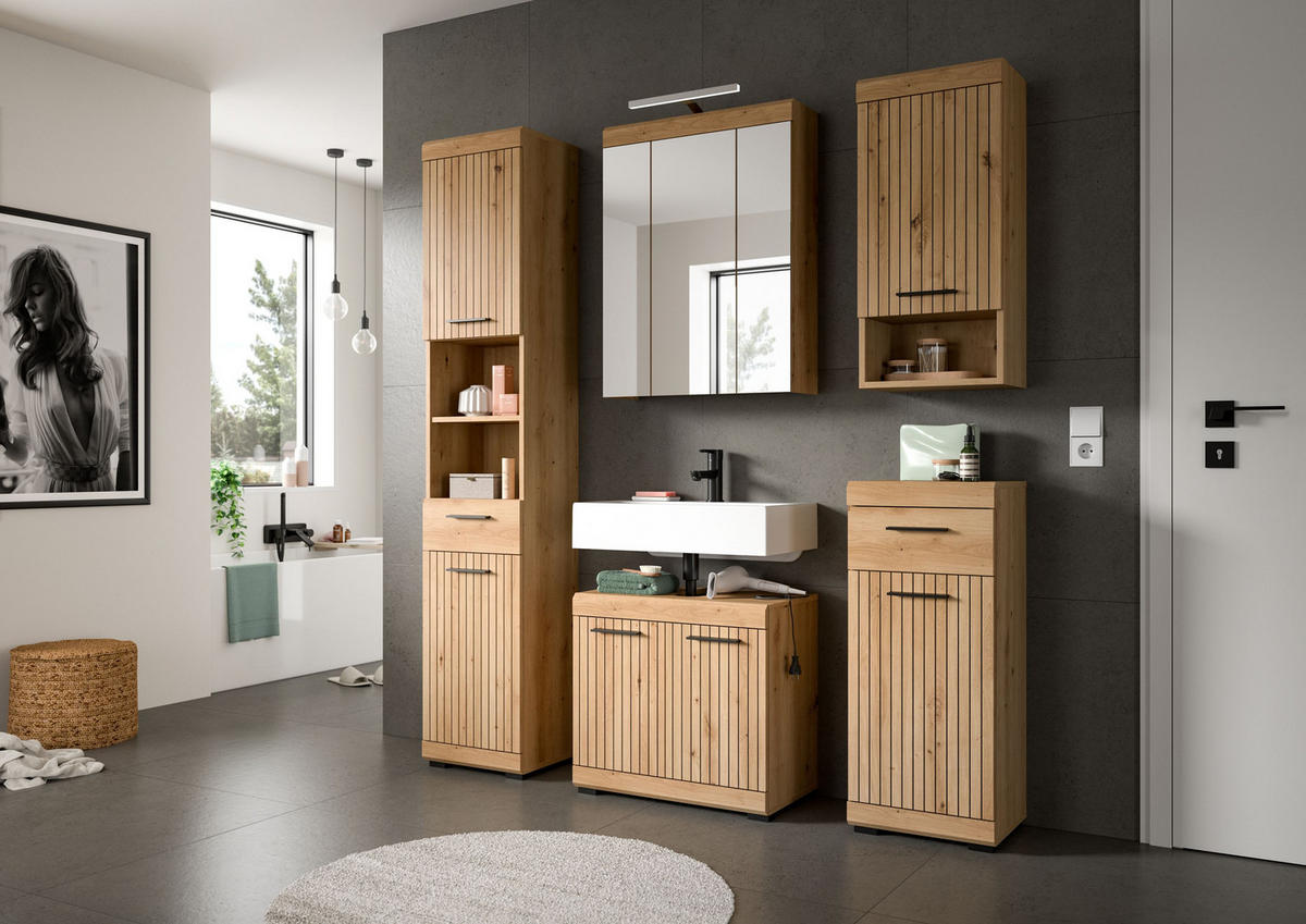 BAD-SET SCOUT 6-tlg. (B/H/T: ca. 164/191/34 cm) in Artisan Eiche Nachbildung/Artisan Eiche Nachbildung - Eiche Artisan, Holz (164/191/34cm) - Homes & Jones