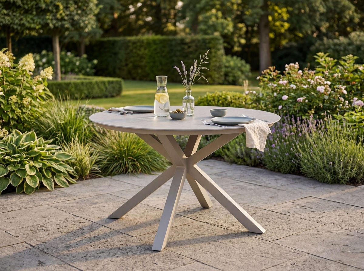 GARTENTISCH Malaga - Beige, Metall (120/120/76cm) - Mr. Deko