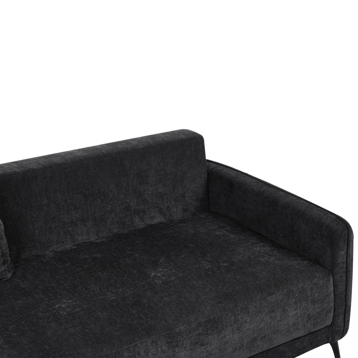 SCHLAFSOFA 3-Sitzer Chenillegewebe Schwarz Heming - Schwarz, Textil (200/88/90cm) - Beliani