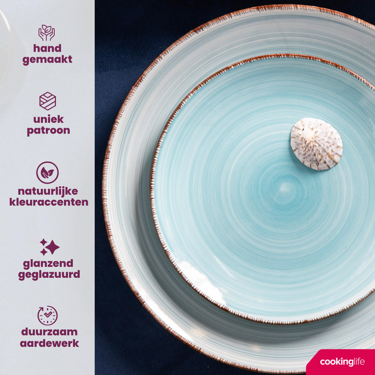 COOKINGLIFE Frühstücksteller / Dessertteller Delice Blau ø 19 cm - 6 Stück - Blau, Keramik (19cm) - Cookinglife