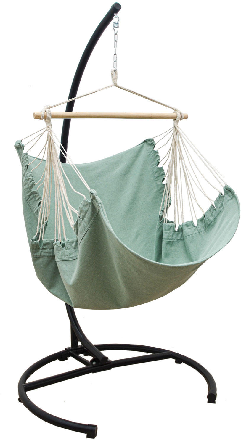 XL-HÄNGESESSEL inkl. Gestell bis 150kg, 210cm, Aqua - Schwarz, Metall (110/210/125cm) - Amanka