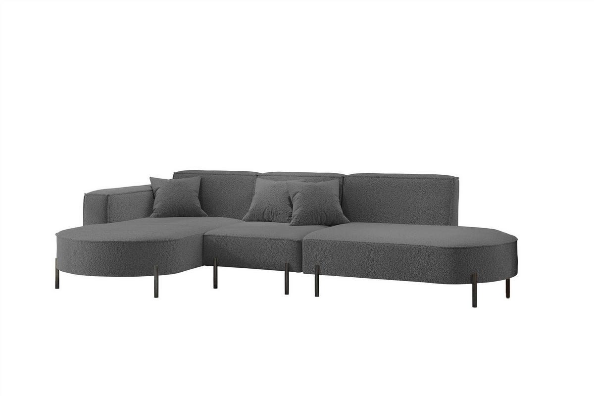 ECKSOFA Valencia - Dunkelgrau, Holzwerkstoff/Textil (321/165cm) - Fun Möbel