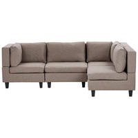 COLȚAR modul cu 4 locuri pe partea stângă maro textil Unstad - maro/negru, material textil (228/152cm) - Beliani