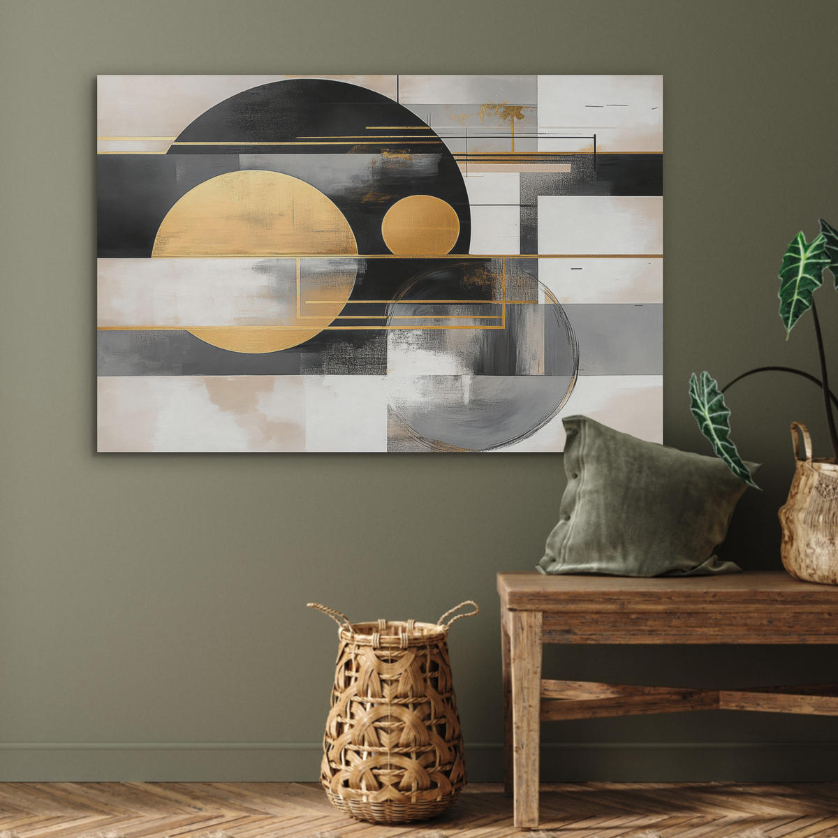 AKUSTIKPANEEL Abstrakt - Gold - Silber - Formen - Ästhetisch - Modern 100x70 cm - Goldfarben, Textil (100/0.9/70cm) - MuchoWow