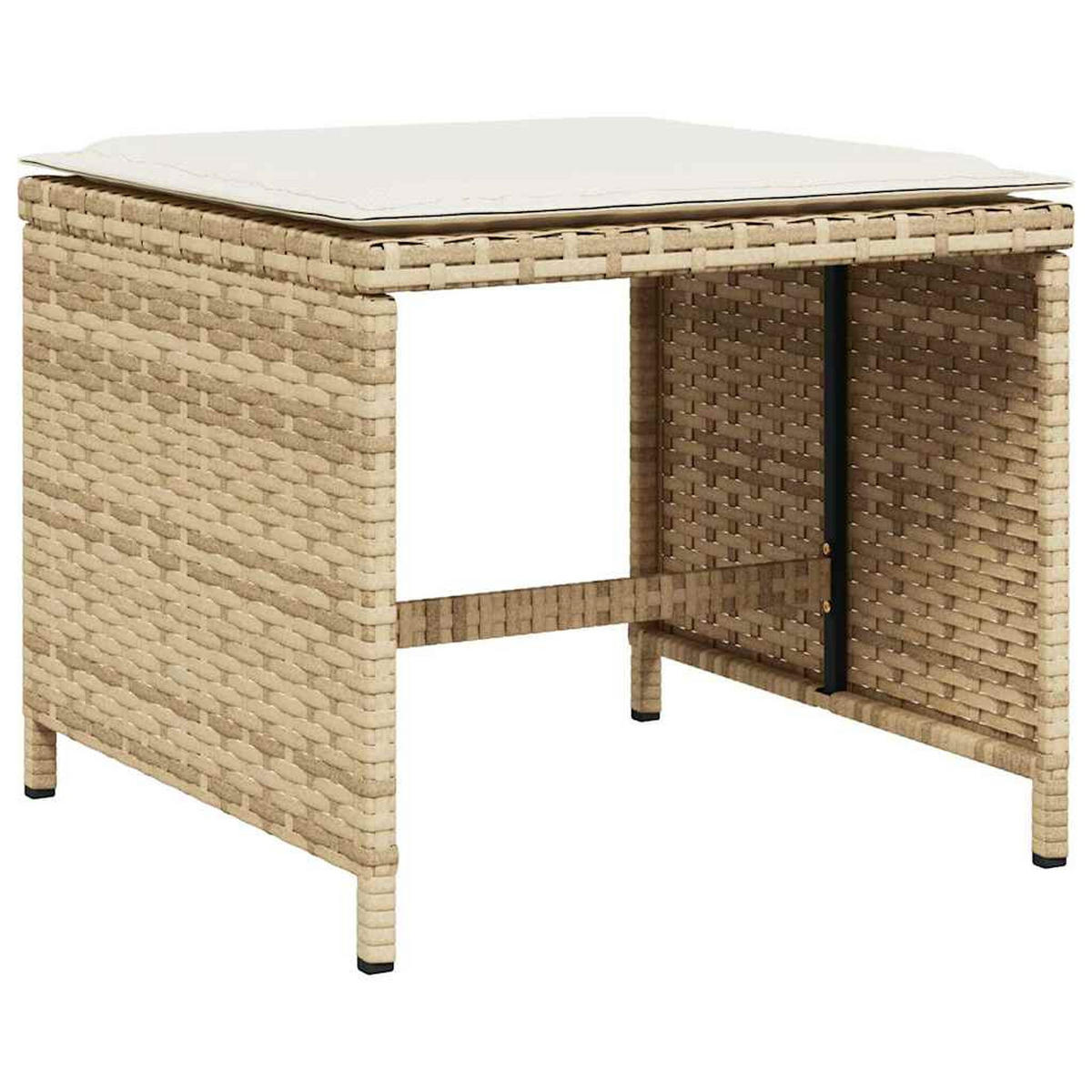 GARTEN-ESSGRUPPE 17-TLG. Mit Kissen Beige Poly Rattan - Beige/Creme, Kunststoff - vidaXL