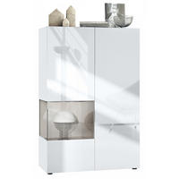 VITRINE Morena Einsatz in Sandgrau Hochglanz - Sandfarben, Holzwerkstoff (91.5/136.5/37cm) - Vladon