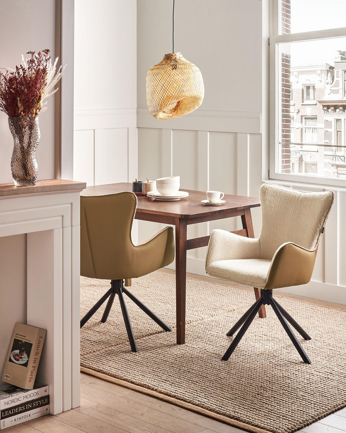 ESSZIMMERSTUHL 2er-Set Hellbeige Novi - Beige/Schwarz, Textil (60/89/68cm) - Beliani