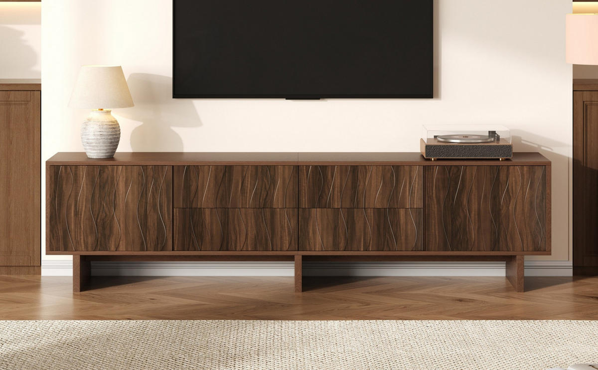 TV-LOWBOARD aus Spanplatte 180x40x56 cm Walnuss mit 4 Schubladen und 2 Türen - Braun, Holzwerkstoff (180/56/40cm) - IVMEU