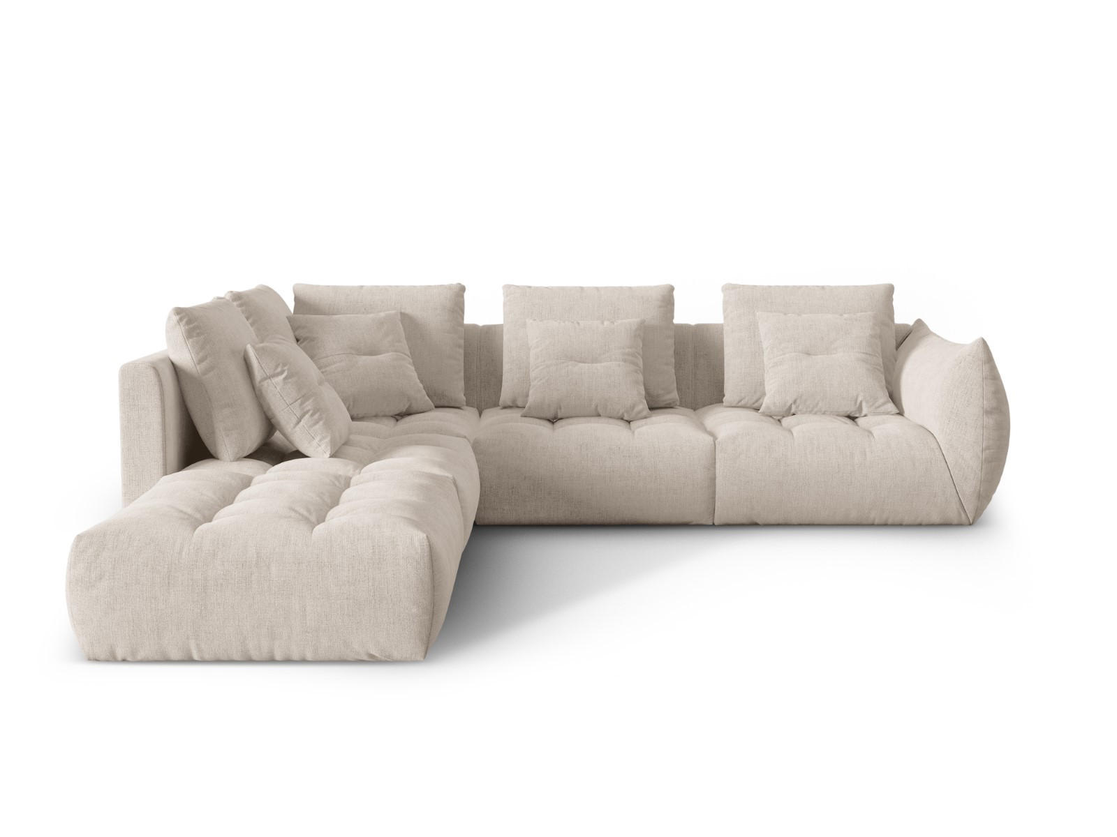 MODULARES-ECKSOFA links Bloom aus strukturiertem Stoff dunkelbeige 4 Sitzplätze - Mokka, Textil (310/316cm) - Micadoni