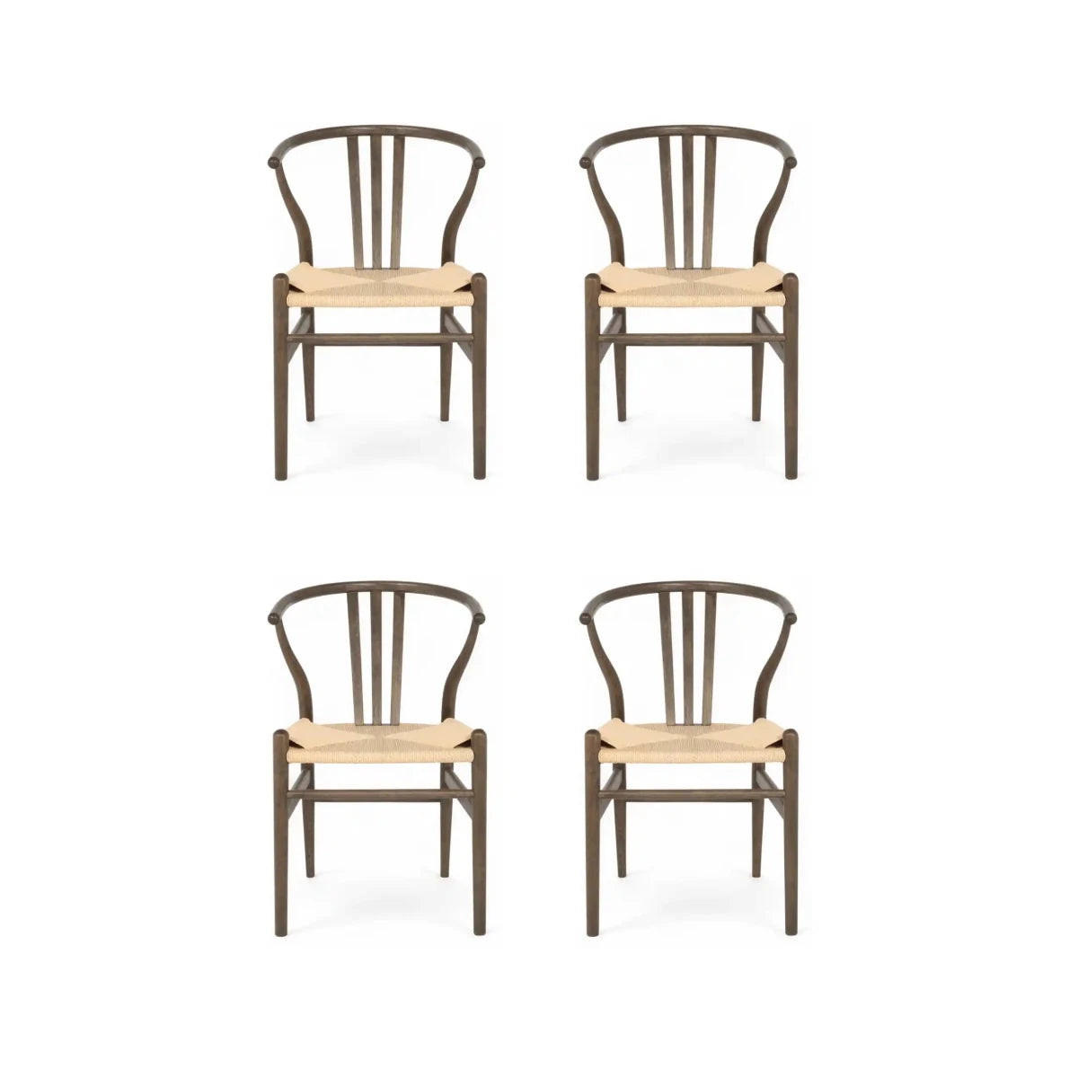 STUHL-SET 4 Stück in Rattan / Eiche Räuchereiche - Braun, Holz/Papier (52/78/58cm) - Furnhouse