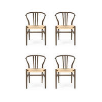 STUHL-SET 4 Stück in Rattan / Eiche Räuchereiche - Braun, Holz/Papier (52/78/58cm) - Furnhouse