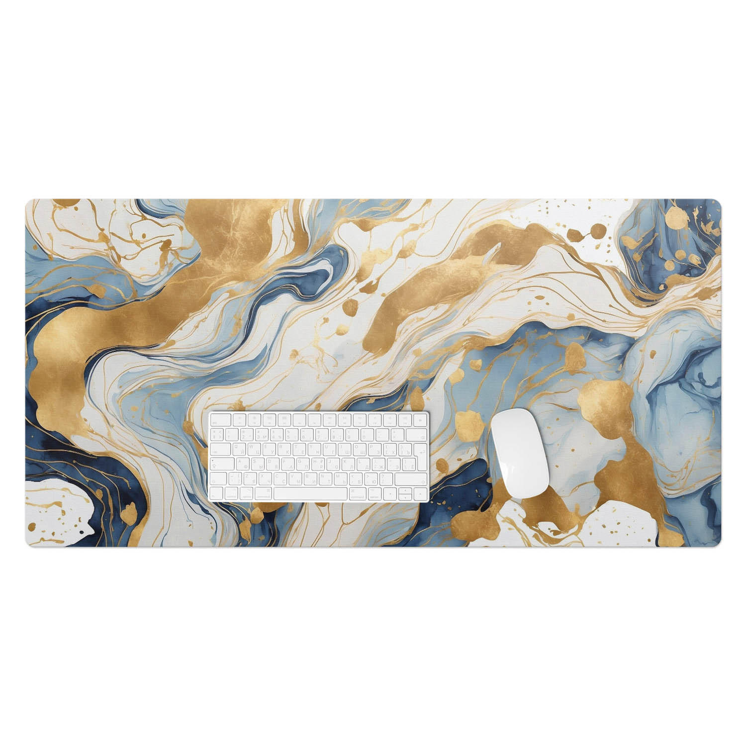 Wallfluent Schreibtischunterlage Hellblau, Gold 50x1.6x100 cm
