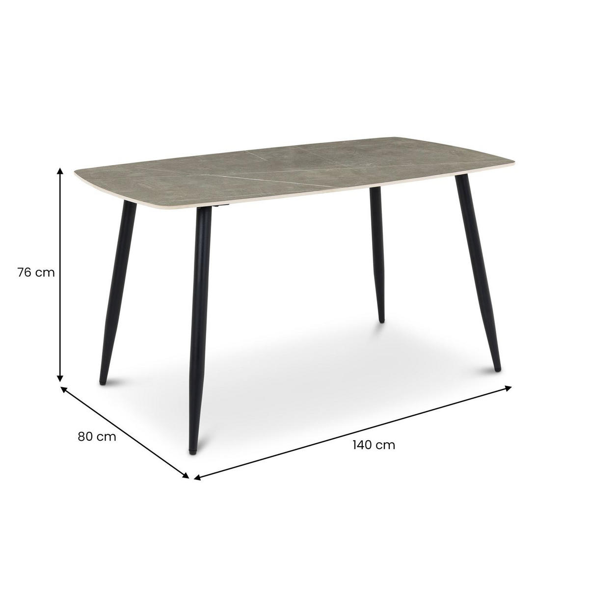 ESSGRUPPE MORA/FRANCA 5er Set schwarz, dunkelgrau - Schwarz, Metall - IDIMEX