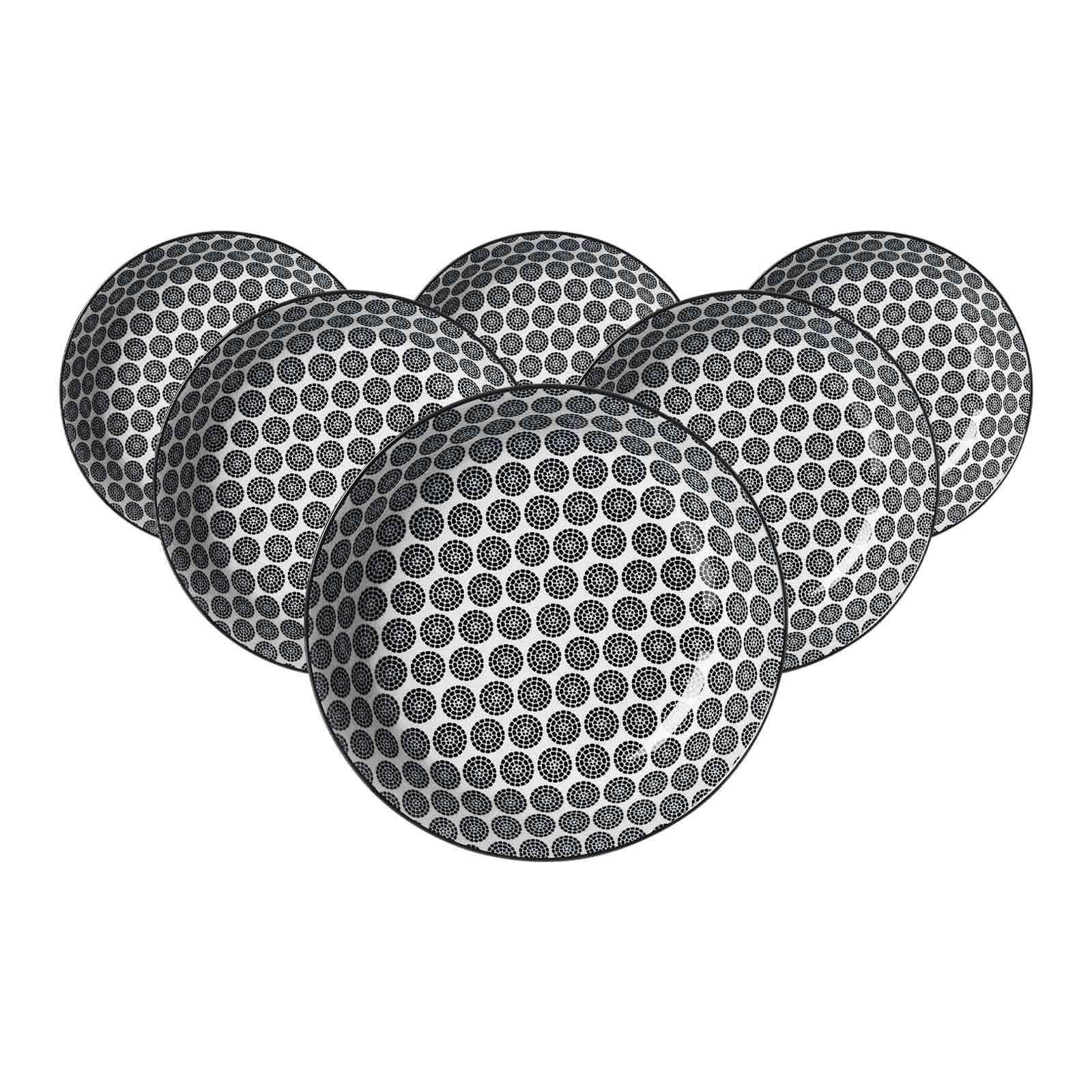 SUPPENTELLER Takeo Circles schwarz-weiß ø 20,5 cm 6er Set - Schwarz/Weiß, Keramik (20.5cm) - Ritzenhoff Breker