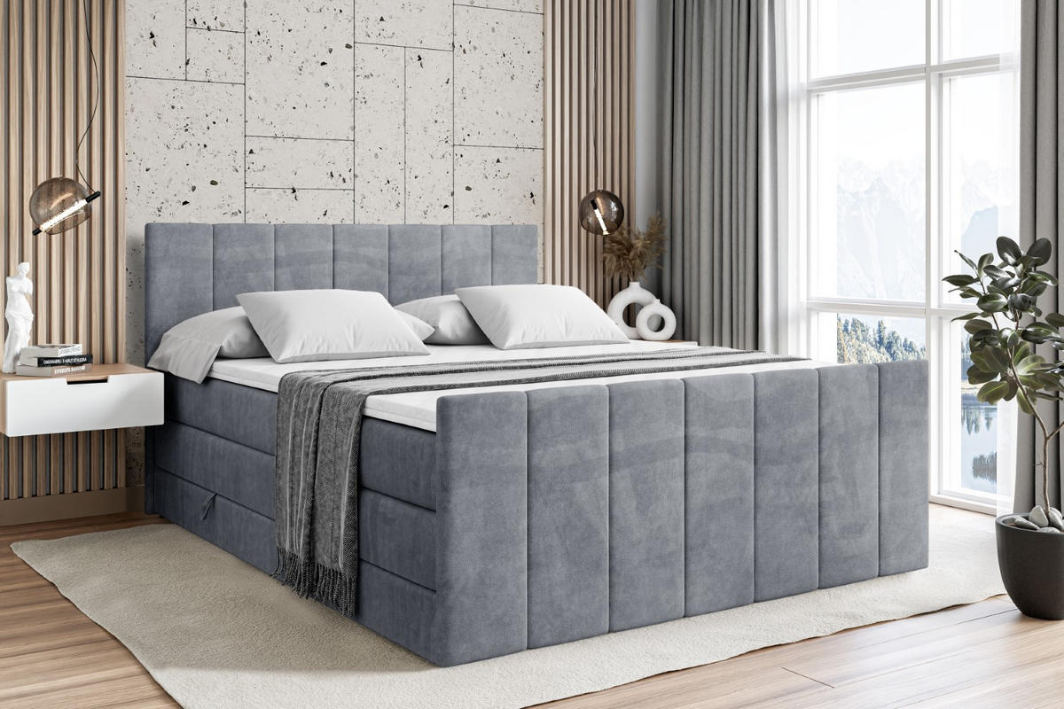 BOXSPRINGBETT MOETI-Z KING - 160x200 - H3/H4 - Grau - Grau, Holzwerkstoff (160/200cm) - ALTDECOR