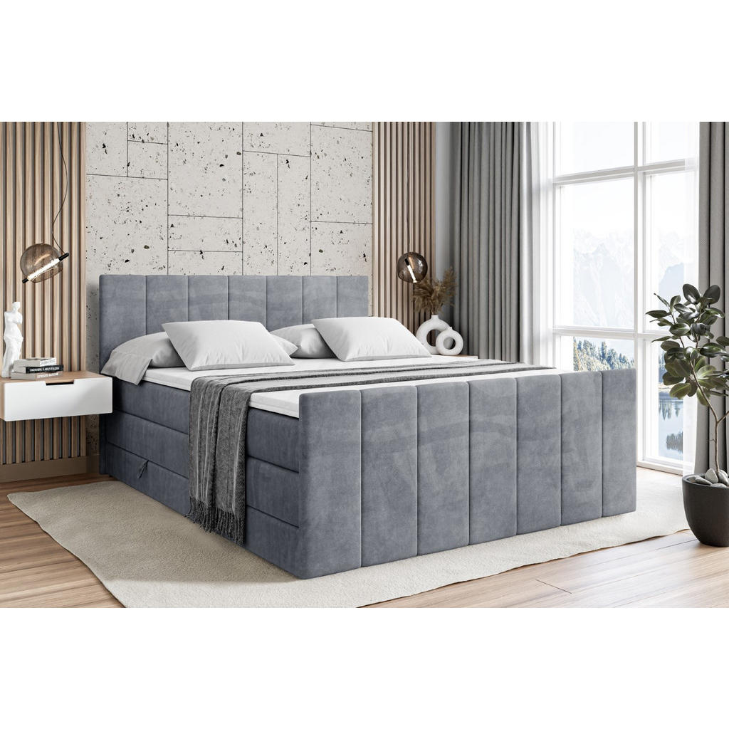 Thumbnail - Altdecor Boxspringbett, Grau, Holzwerkstoff, Höhe ca. 20 cm, 200x200 cm, Schlafzimmer, Betten, Boxspringbetten