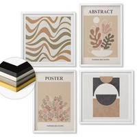 WANDBILDER 4er-Set - 50x50 cm & 40x60 cm Weißer Rahmen - Abstrakte Formenmuster - Weiß, Kunststoff (50/50cm) - ArtPrintCave
