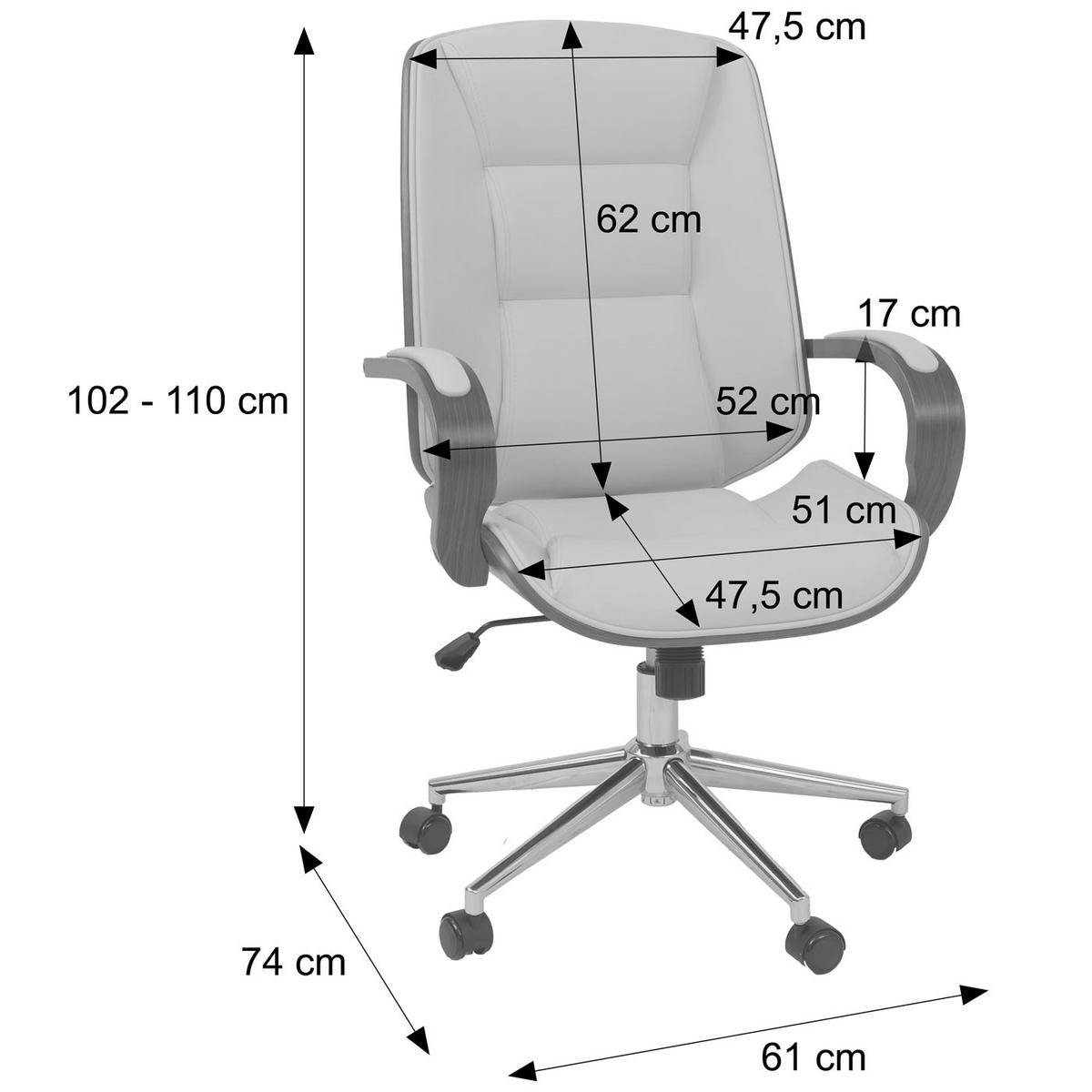 PISARNIŠKI STOL Črn - črna, tekstil (61/110/74cm) - MCW