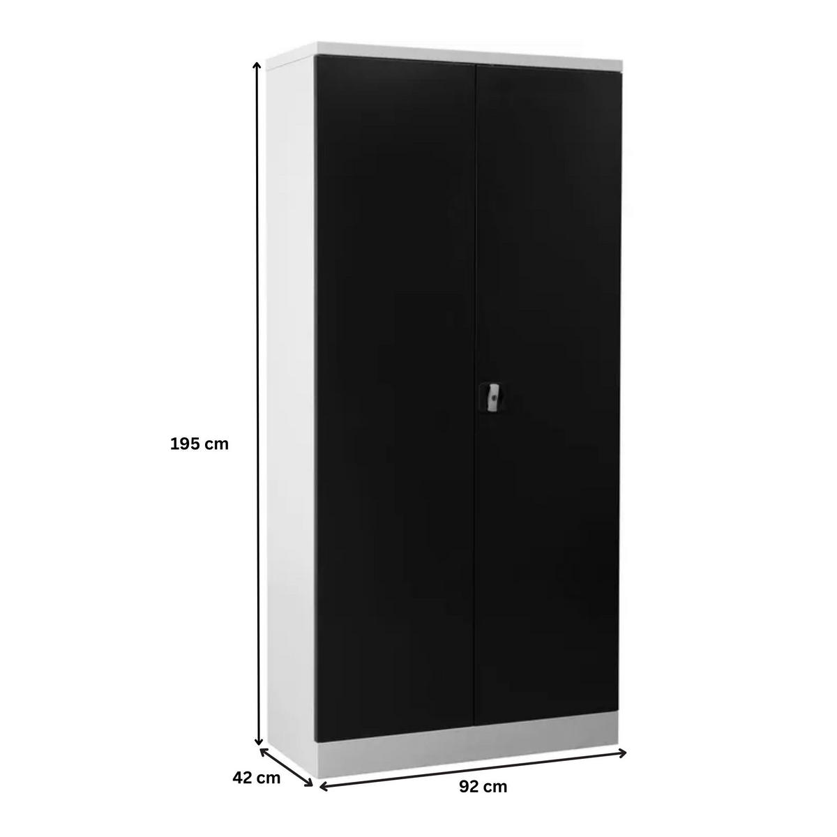 STAHLSCHRANK Bee mit 4 lackierten Fachböden 195x92x42 cm Korpusfarbe Verkehrsweiß Frontfarbe Anthrazit - Anthrazit, Metall (92/195/42cm)