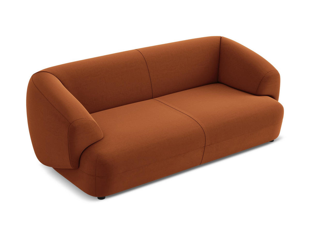 3-SITZER SOFA Samt Stoff Orange - Terra cotta/Schwarz, Kunststoff/Textil (212/81/98cm) - Makamii