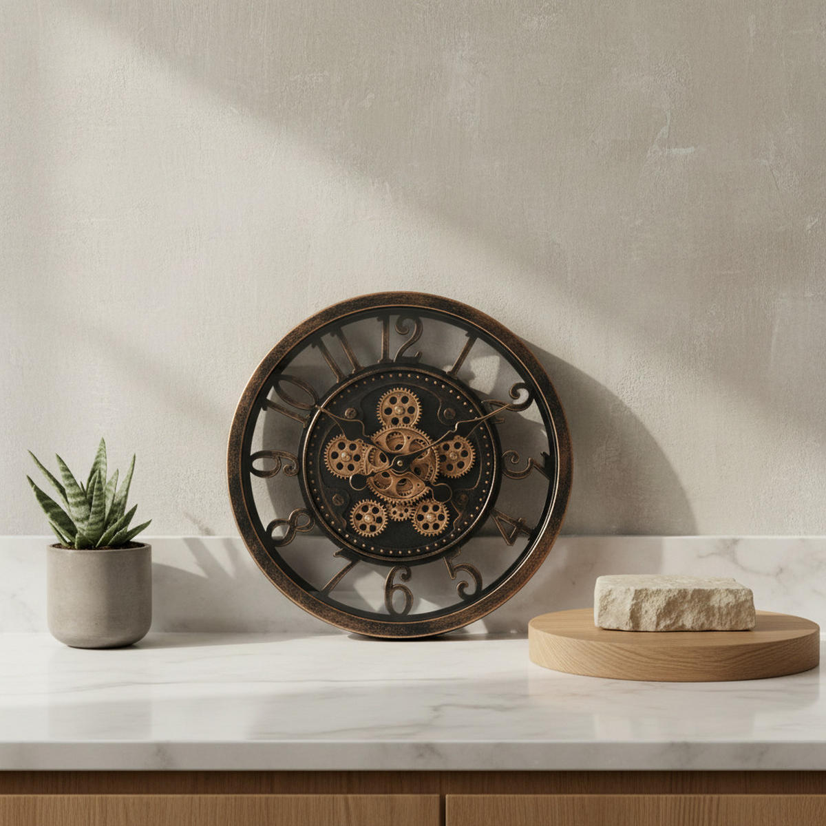 WANDUHR Ramsey Schwarz 40/7/40 cm Kunstoff - Schwarz, Kunststoff (40/40/7cm) - Mondex