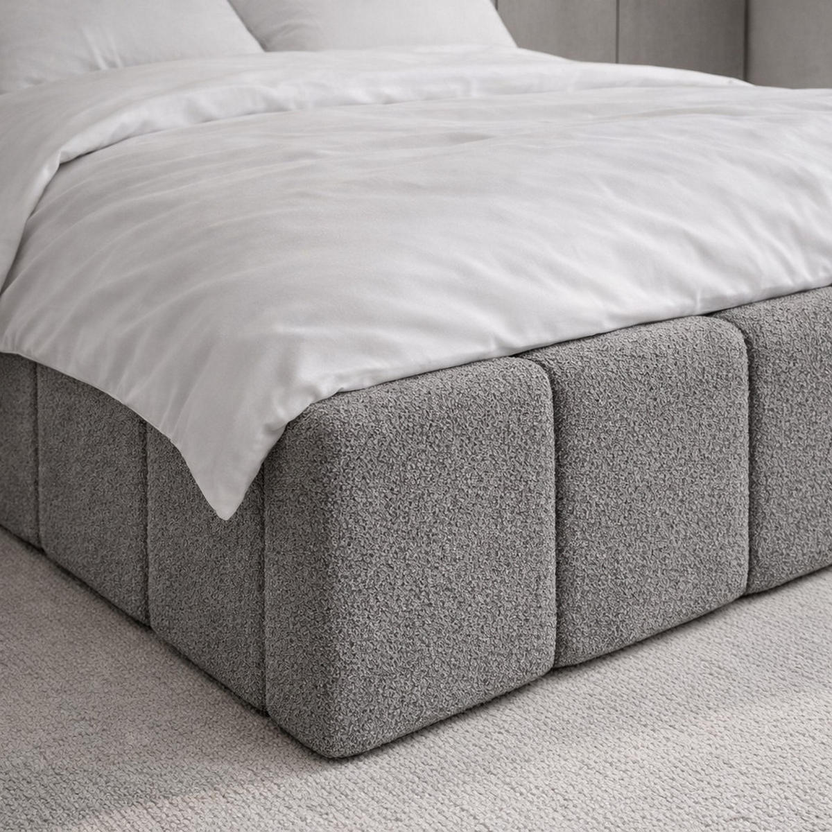 POLSTERBETT CLOUDY mit Bettkasten 180x200,Doppelbett,Lattenrost,Boxspringbett-Optik,ohne Matratze,Schlafzimmer-Grau - Grau, Holz (180/200cm) - Furnistar
