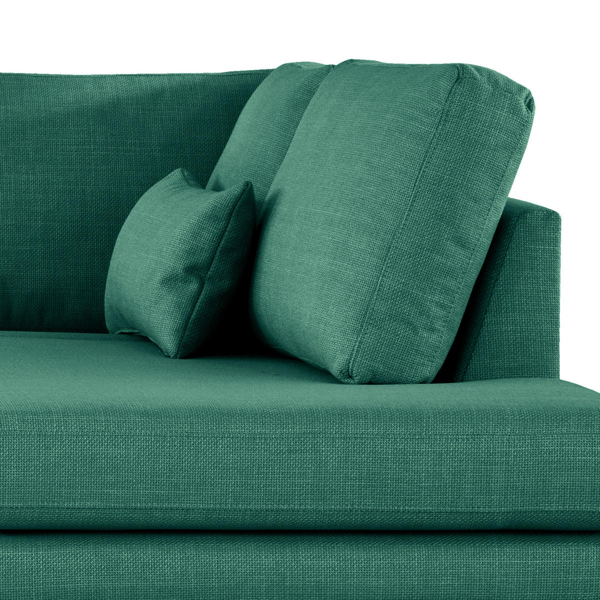 WOHNLANDSCHAFT mit Longchair - Dunkelgrün/Eichefarben, Eichenholz/Textil (371/81/219cm) - home24