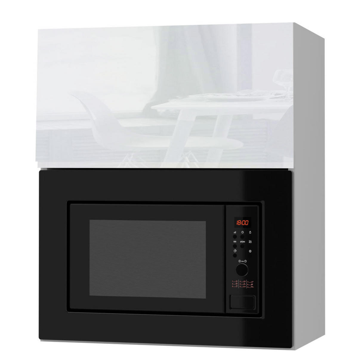 MIKROWELLENUMBAUSCHRANK Avellino W2MK/60 weiß Acryl Hochglanz / Grau 60 / 32,5 / 72cm - Weiß Hochglanz/Grau, Holz/Holzwerkstoff (60/72/32.5cm) - Feldmann-Wohnen