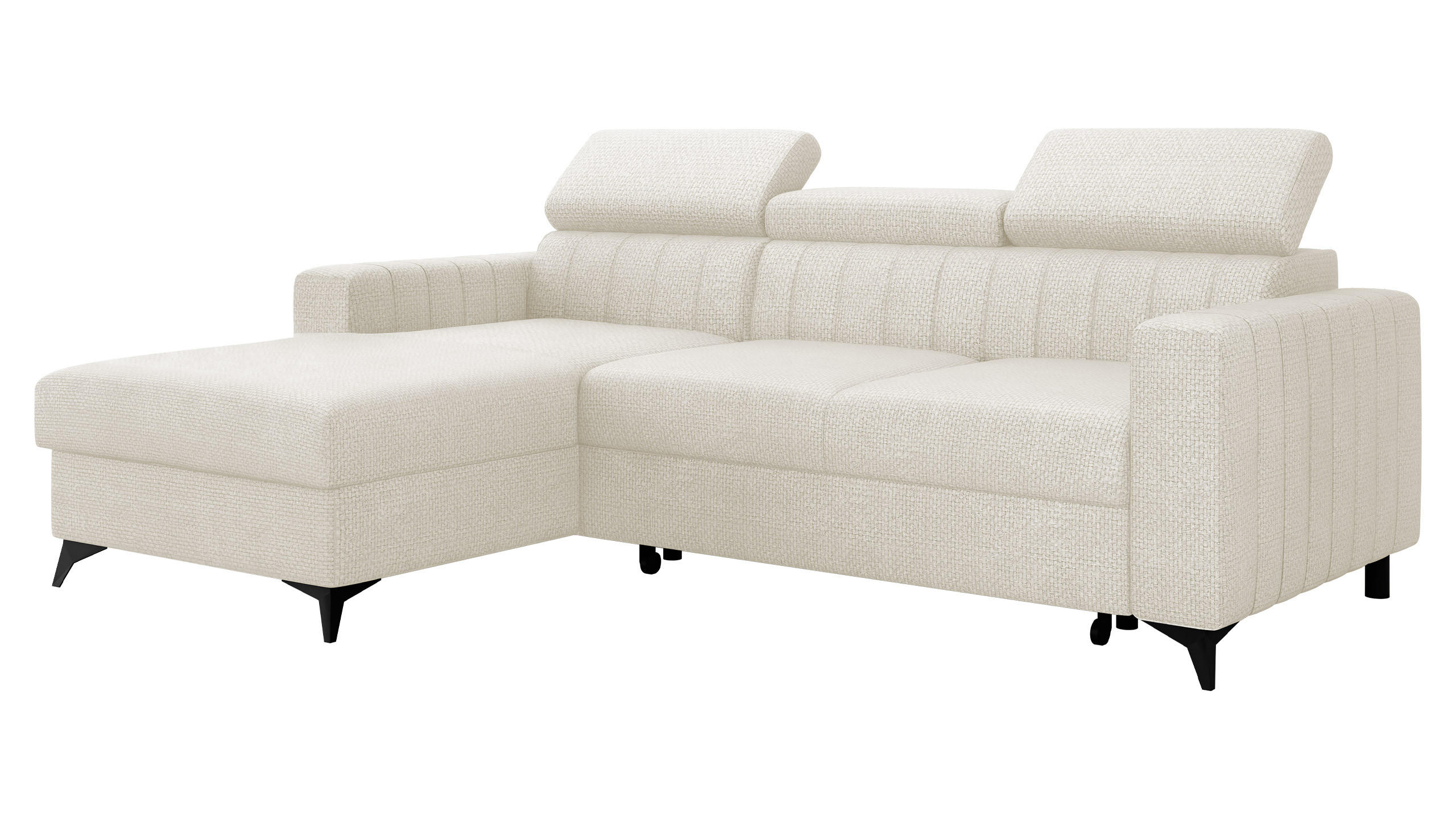 ECKSOFA Milano, Seite: Links LC+2R - Creme/Schwarz, Holz/Textil (236/172cm) - MIRJAN24