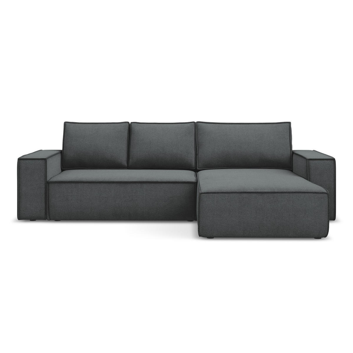 ECKSOFA mit Schlaffunktion Strukturstoff Stoff Grau - Schwarz/Grau, Kunststoff/Textil (290/185cm) - LaMiaSofa