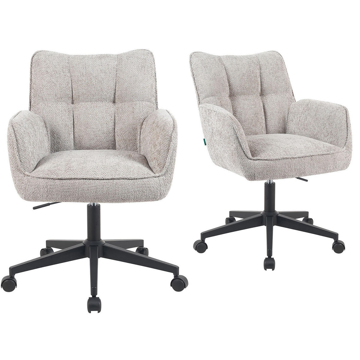 BÜROSTUHL Mika-Sven - Hellgrau/Schwarz, Textil/Metall (59/81/66cm) - DUBI Möbel