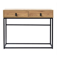 KONSOLE in Eichenoptik mit 2 Schubladen und Metallfüßen L100 cm - JILL - Apfelbaumfarben, Holzwerkstoff (100.3/35.3/80.5cm) - Calicosy