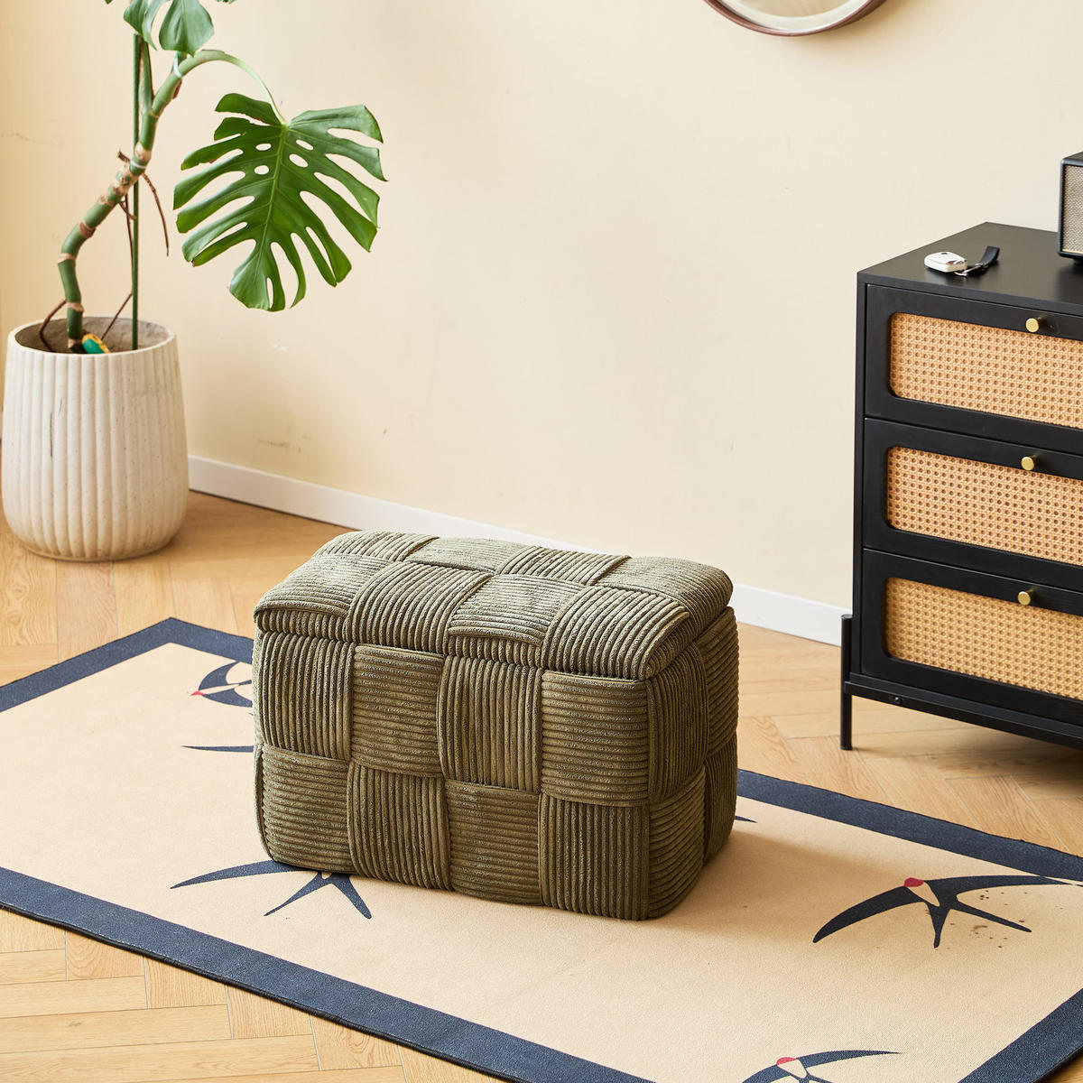 SITZBANK Kord Grün - Grün, Textil (64/38/36cm) - Nordlys