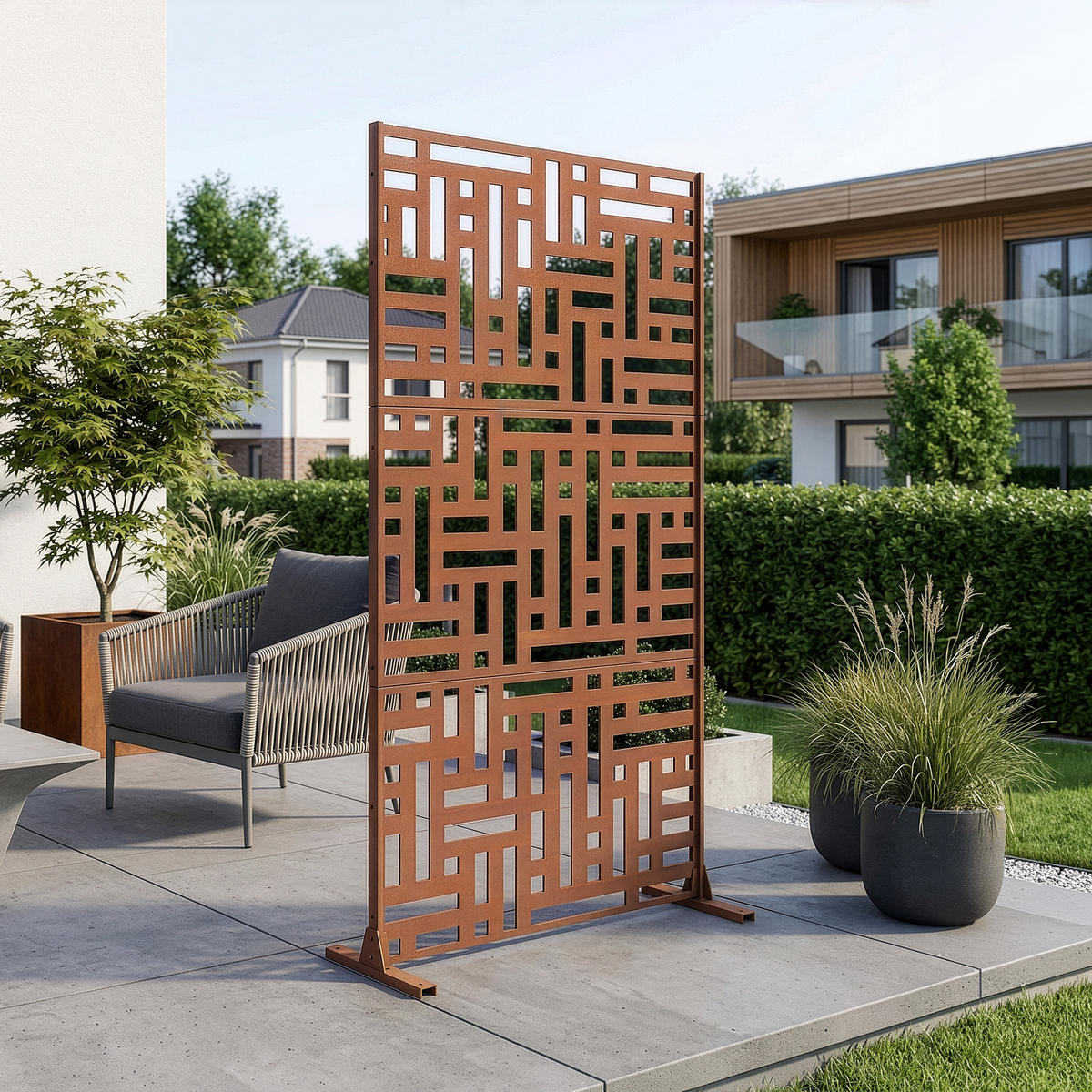 TRENNWAND Bernalda - Rostfarben, Metall (90/180cm) - casa.pro