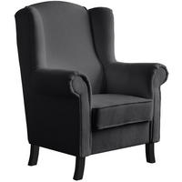 OHRENSESSEL Leonardo dunkelgrau boucle-stoff - Dunkelgrau, Holz/Textil (88/118/86cm) - Beautysofa