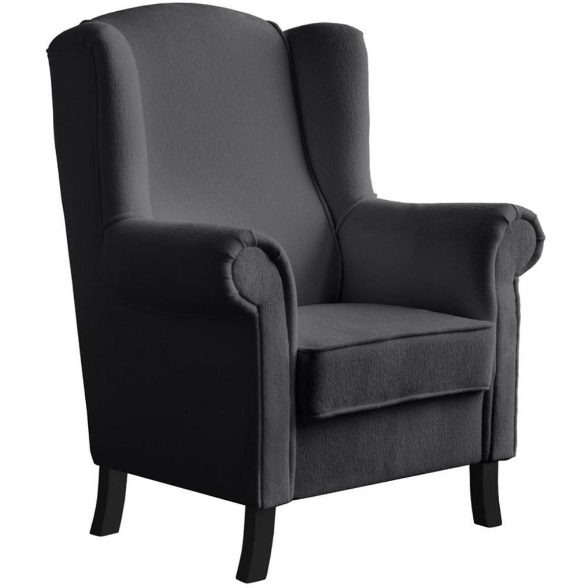 OHRENSESSEL Leonardo dunkelgrau boucle-stoff - Dunkelgrau, Holz/Textil (88/118/86cm) - Beautysofa