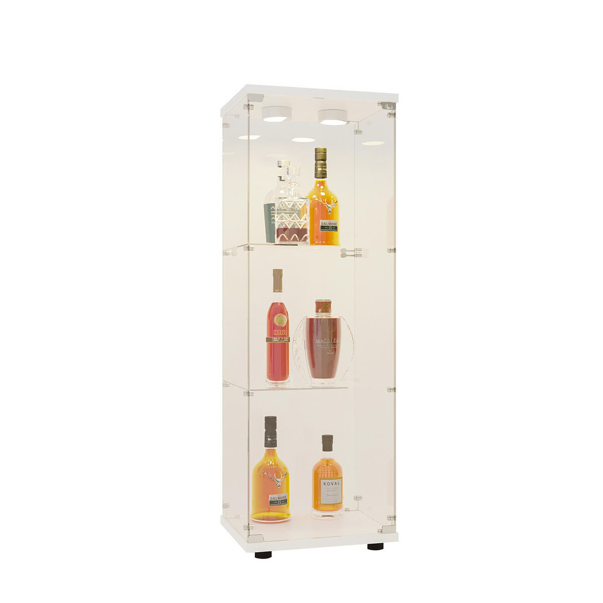GLASVITRINE Standvitrine in Weiß, mit 3 Böden und LED aus ESG - Weiß, Glas (36.5/125/42.5cm)