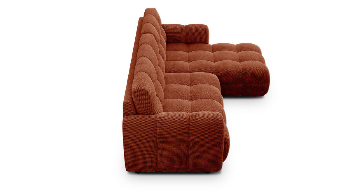 ECKSOFA MELLOW 3-Sitzer, dunkelorange - Dunkelorange/Schwarz, Holz/Textil (232/156cm) - Courtois Laville