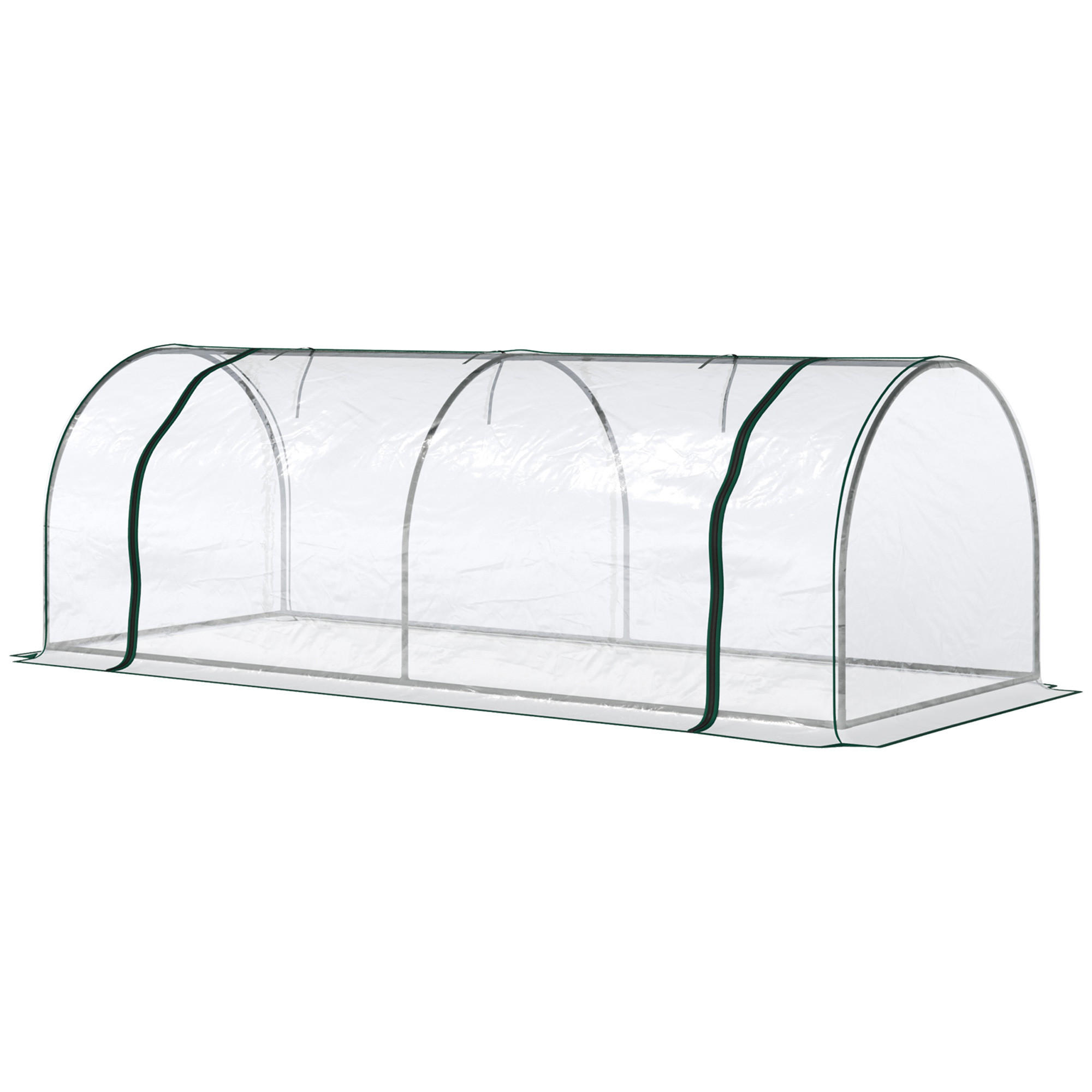 GEWÄCHSHAUS DE-11899 mit 2 Türen & PVC-Bache Grün - Transparent, Metall (100/80/250cm) - ComfortXL
