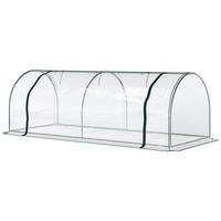 GEWÄCHSHAUS DE-11899 mit 2 Türen & PVC-Bache Grün - Transparent, Metall (100/80/250cm) - ComfortXL