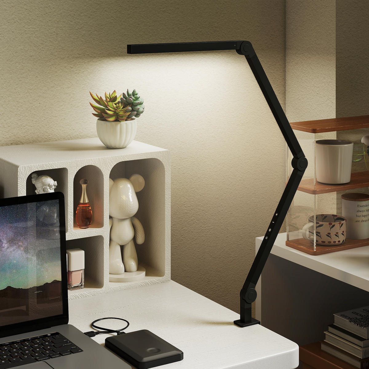TISCHLEUCHTE, LED anpassbare Helligkeit Schwarz - Schwarz, Metall (121.5/3.8/5.5cm) - HOMCOM