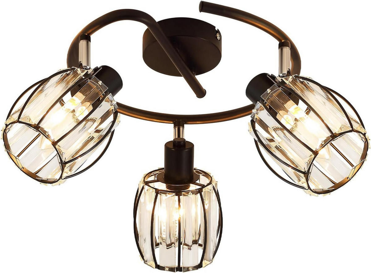 DECKENSTRAHLER Glühla 21/21/26 cm - Schwarz, Glas (26/21/21cm) - ZMH